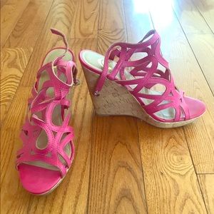 Charming Charlie Hot Pink Cork Wedge💗